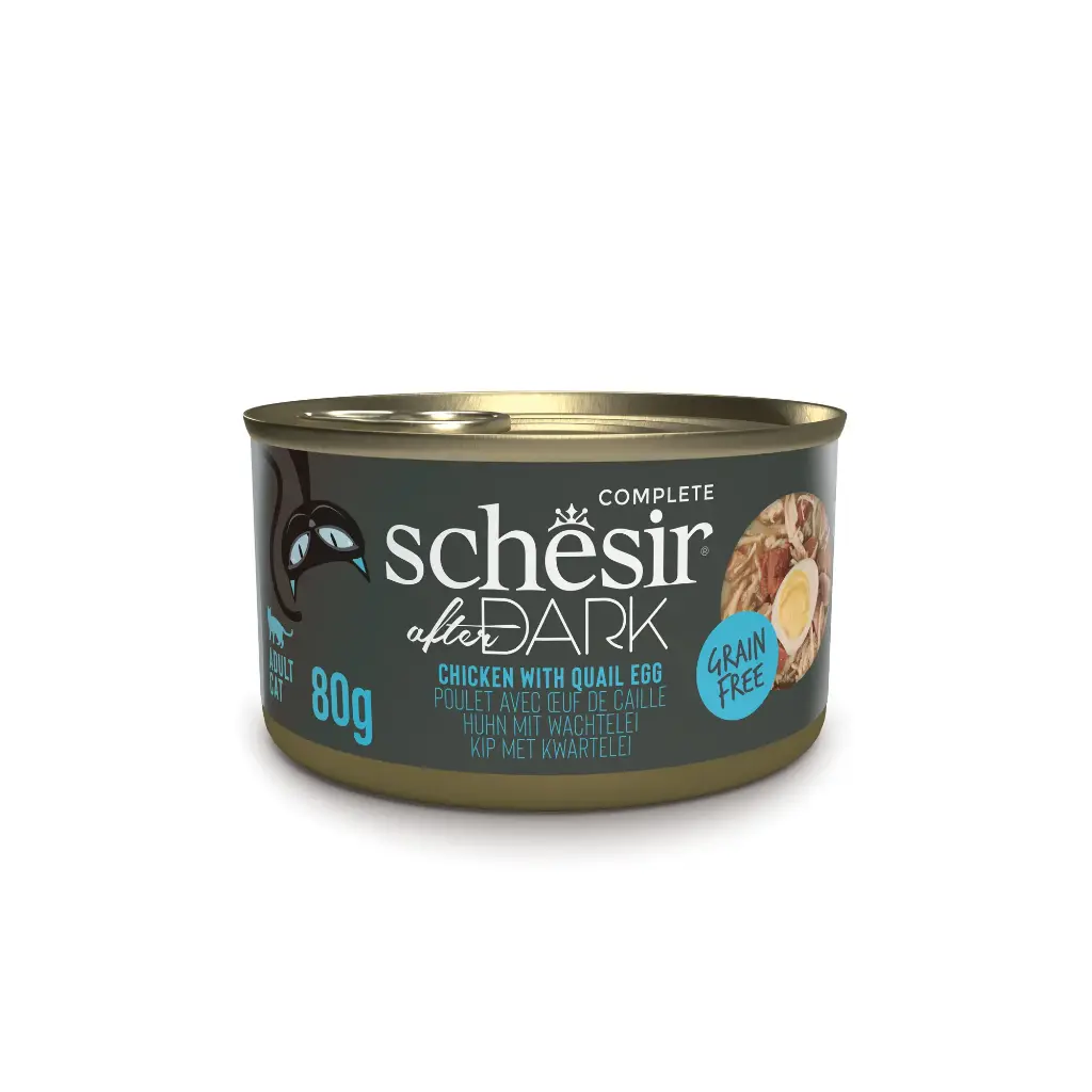 Boite After Dark Poulet/Oeuf de caille en bouillon chat (80 g) - Schesir