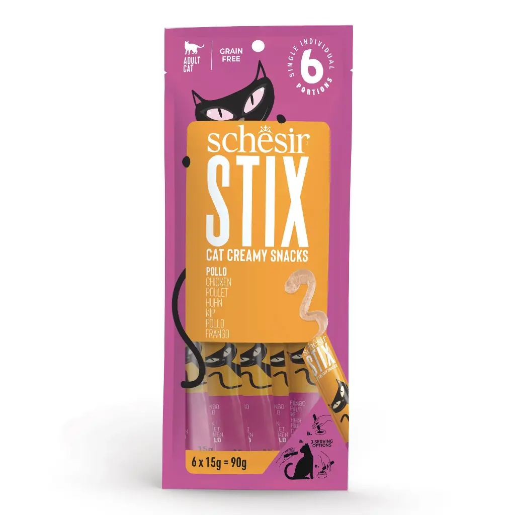 Stix Poulet en mousse crémeuse (6 sticks 15 g) - Schesir