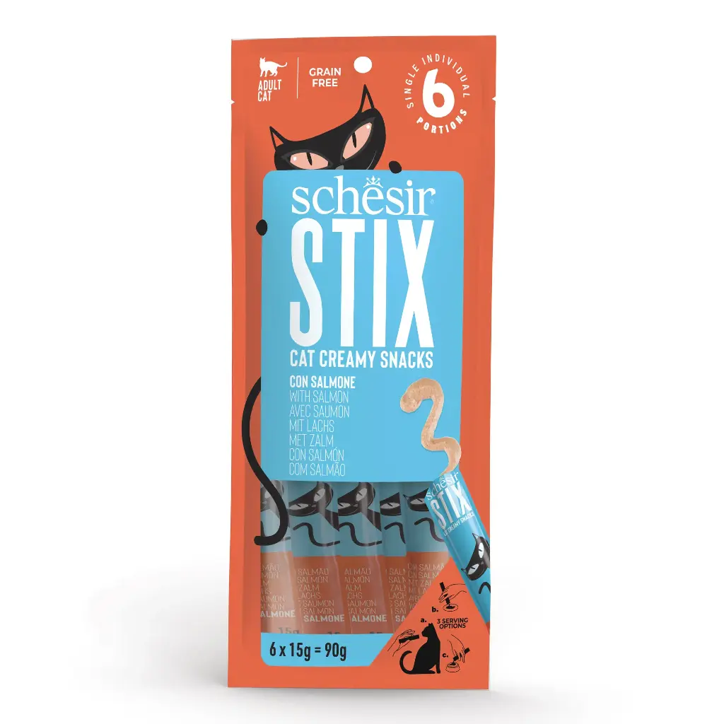 Stix Saumon/Maquereau en mousse crémeuse (6 sticks 15 g) - Schesir