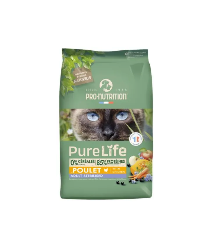 [55073-002] PURE LIFE Chat Sterilisé Poulet (8 kg) - Pro-Nutrition Flatazor