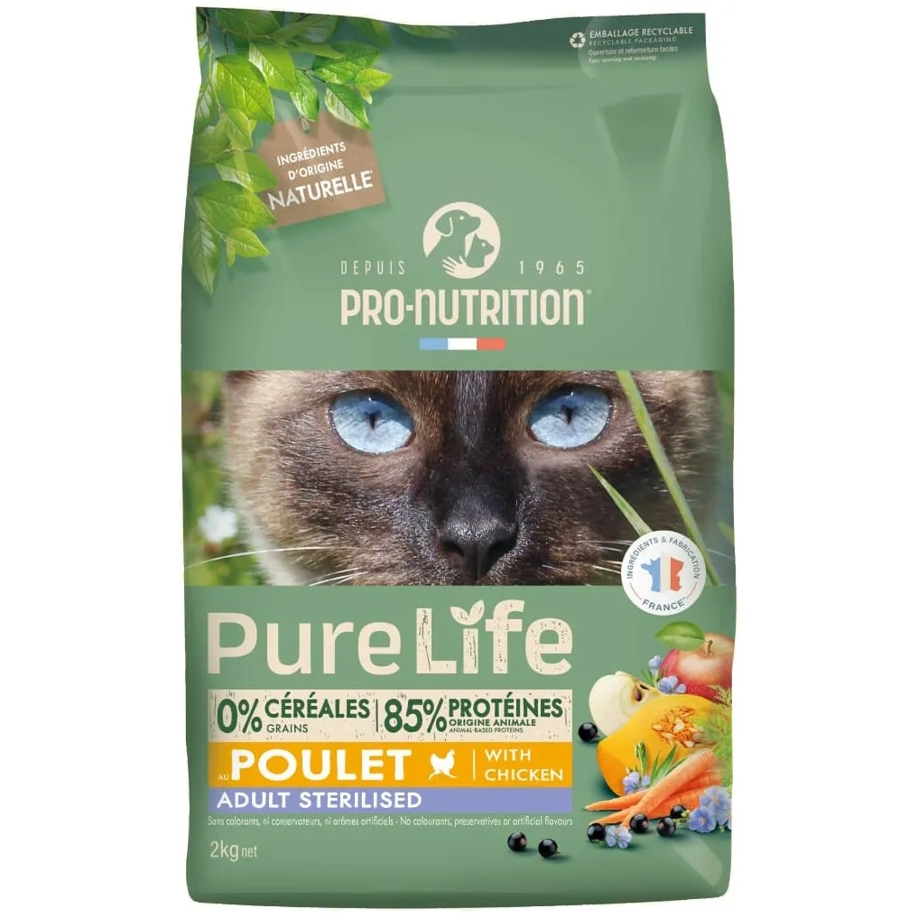 [55073-003] PURE LIFE Chat Sterilisé Poulet (2 kg) - Pro-Nutrition Flatazor