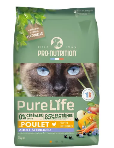 PURE LIFE Chat Sterilisé Poulet (2 kg) - Pro-Nutrition Flatazor