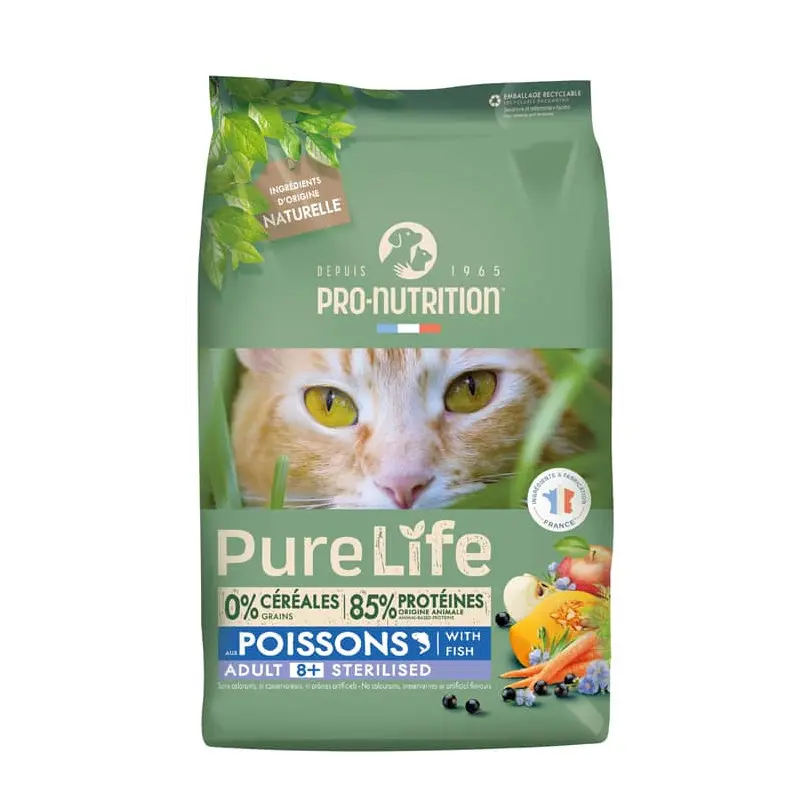 PURE LIFE Chat 8+ Stérilisé (8 kg) - Pro-Nutrition Flatazor
