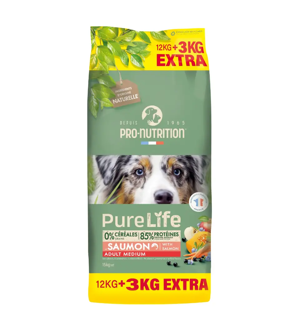 PURE LIFE Adult Medium (12 kg + 3 kg offerts) - Pro-Nutrition Flatazor