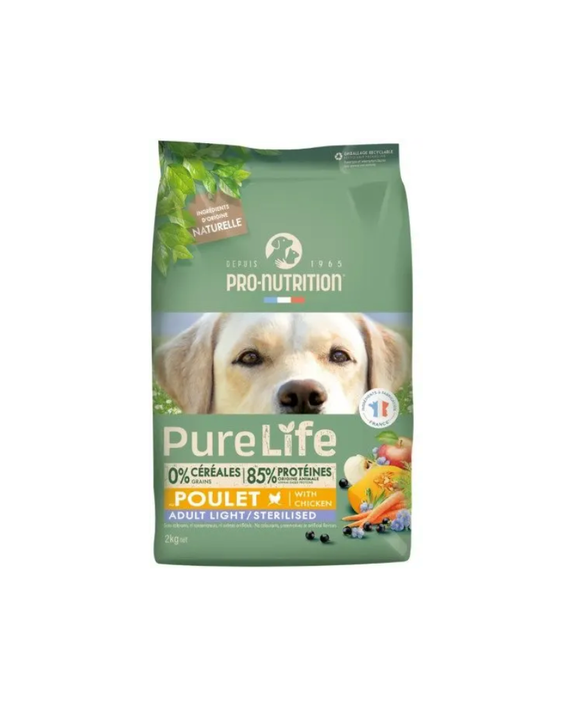 [55080-002] PURE LIFE Chien Adult Poulet Light/Stérilisé (2 kg) - Pro-Nutrition Flatazor