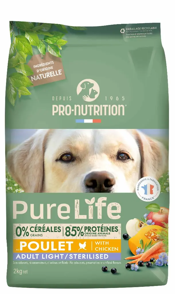 PURE LIFE Chien Adult Poulet Light/Stérilisé (2 kg) - Pro-Nutrition Flatazor
