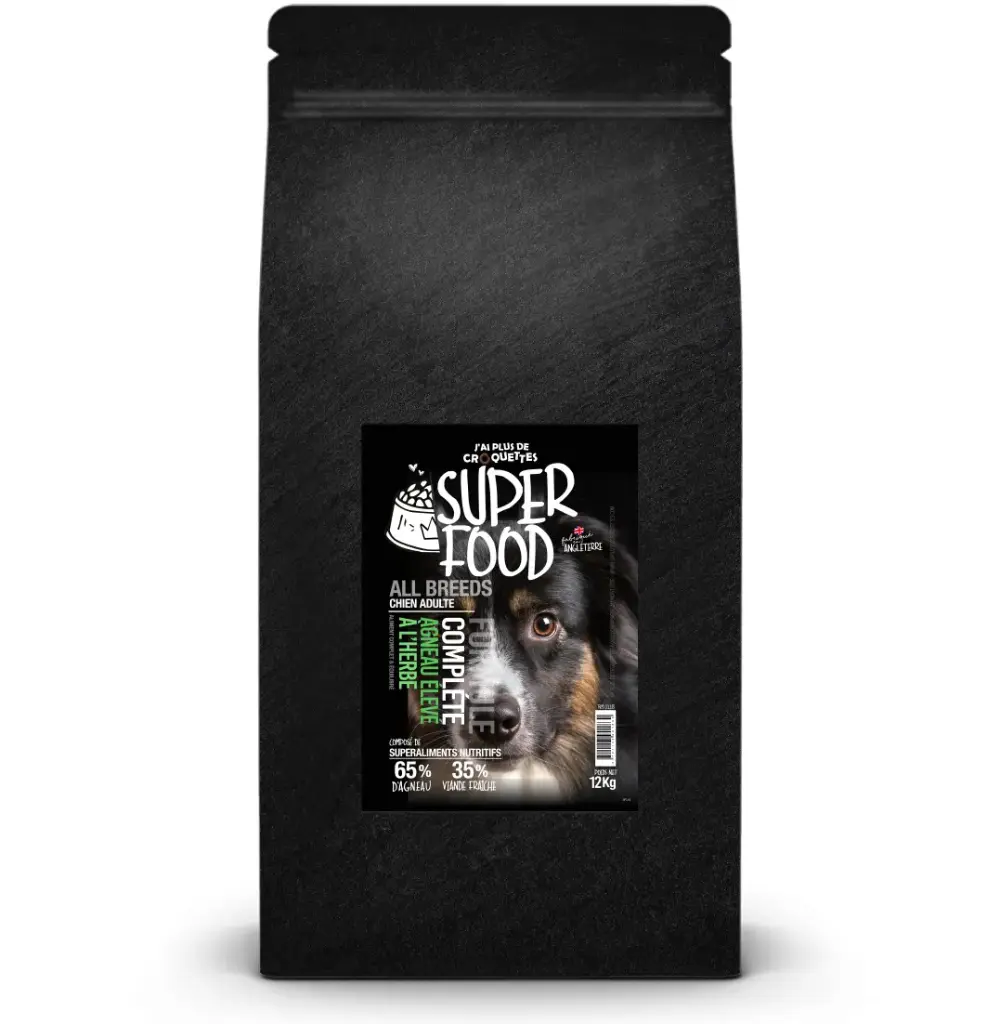 Super Food All Breeds pour Chien adulte à l'agneau (12 kg) - J'ai plus de croquettes