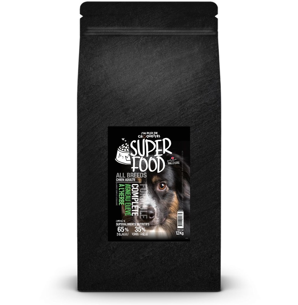 Super Food All Breeds pour Chien adulte à l'agneau (6 kg) - J'ai plus de croquettes