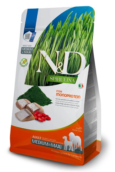 [55181-001] N&D Spiruline Hareng, Baie de Goji Chien Adulte Medium/Maxi (7 kg) - Farmina