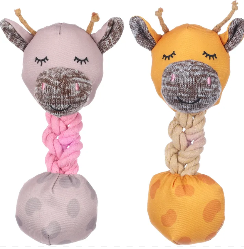 [55217] Jouet chiot britty Girafe taupe/ocre (11x8x22cm) - Flamingo