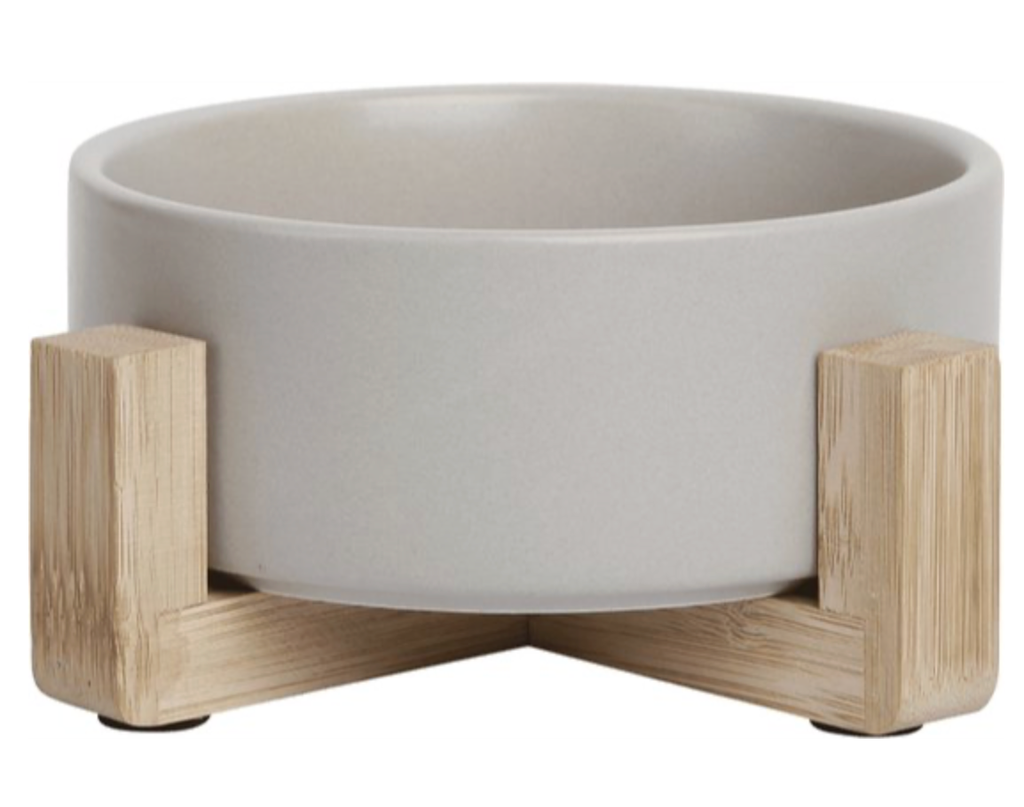 [55246] Gamelle Céramique support Bambou gris (850 ml) - Jack and Vanilla