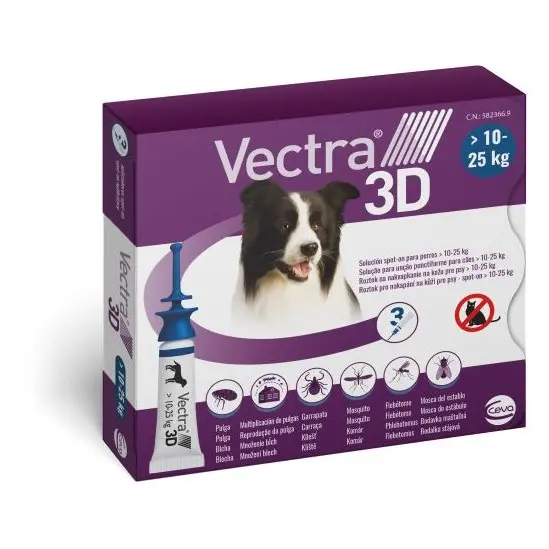 [55305] VECTRA 3D S/O Chien 10-25 kg (4 pipettes) - Ceva