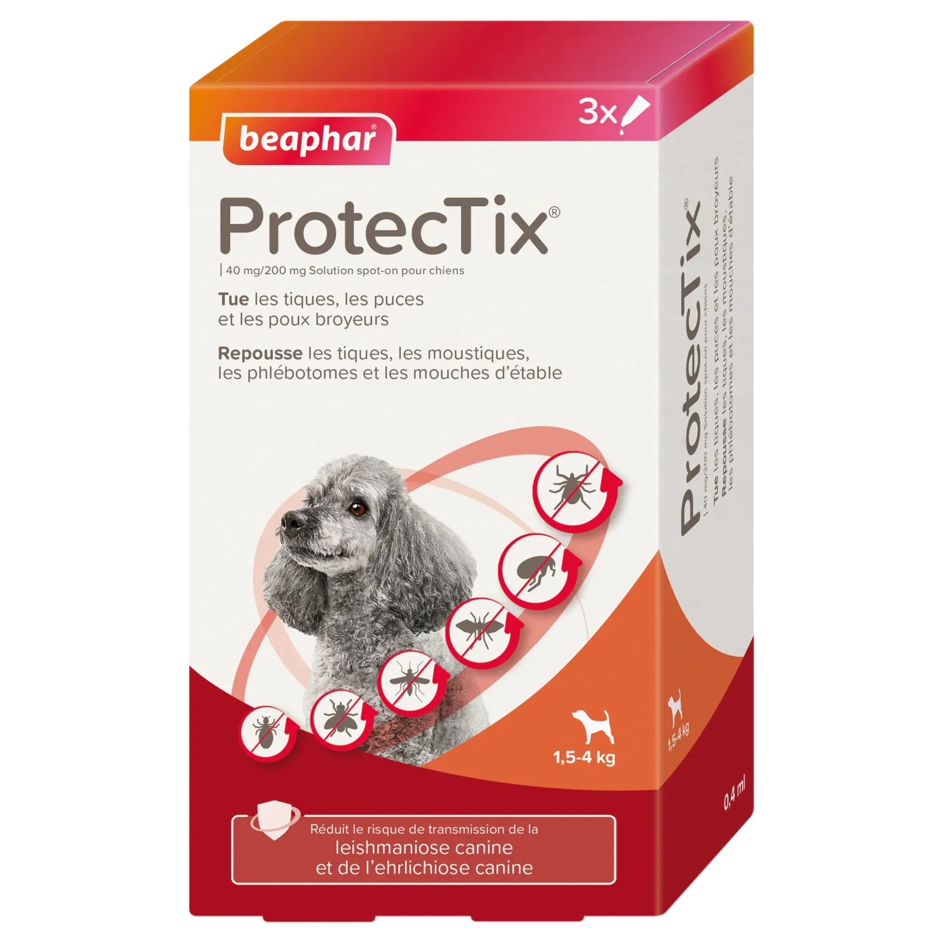 [55463] ProtexTix Chien jusqu'à 4 kg (3 pipettes 0.4 ml) - Beaphar