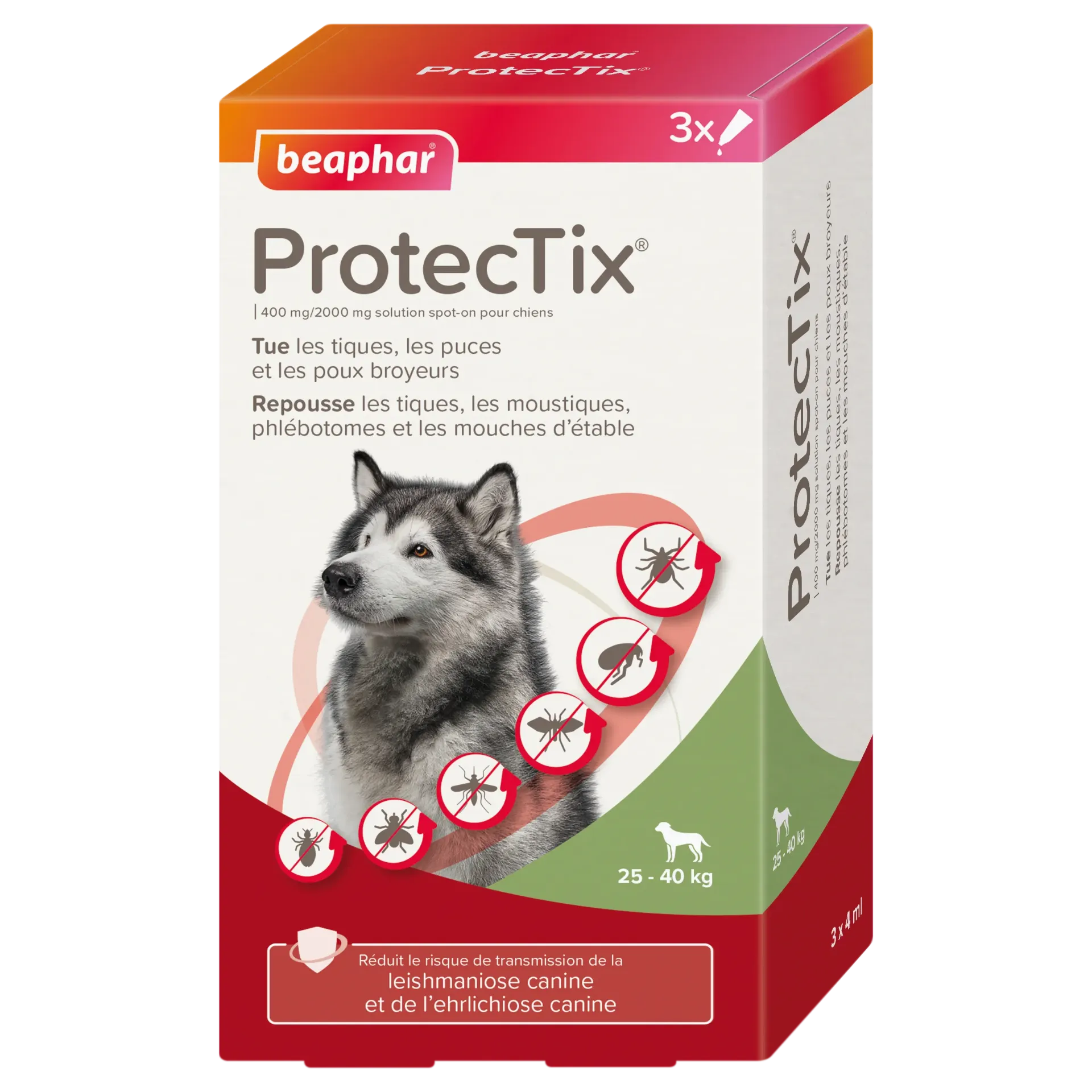 [55466] ProtexTix Chien 25 à 40 kg (3 pipettes 4 ml) - Beaphar