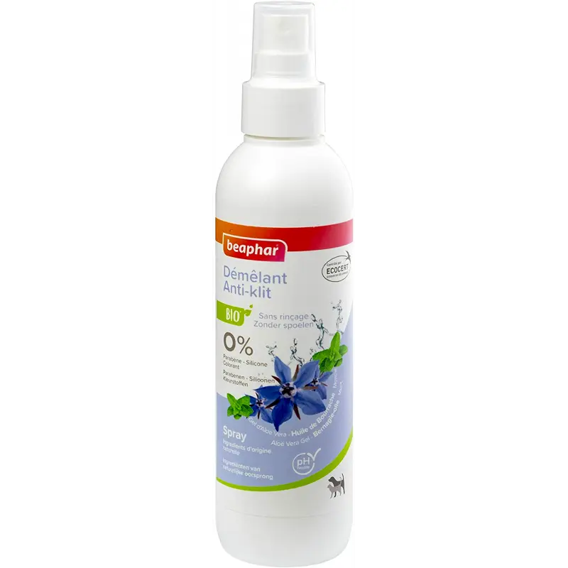 Spray démêlant Bio - extraits naturels de menthe & huile de bourrache (200 ml) - Beaphar