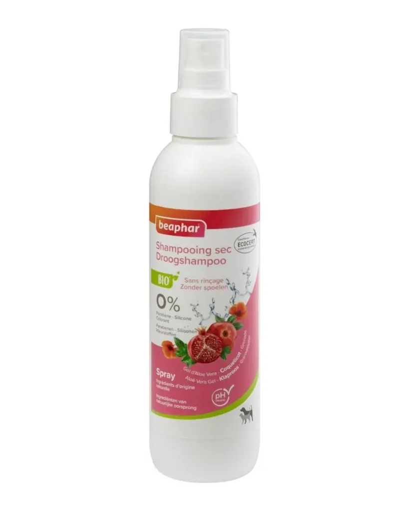 [55477] Shampooing sec bio, spray sans rinçage - extraits naturels de coquelicot & de grenade (200 ml) - Beaphar
