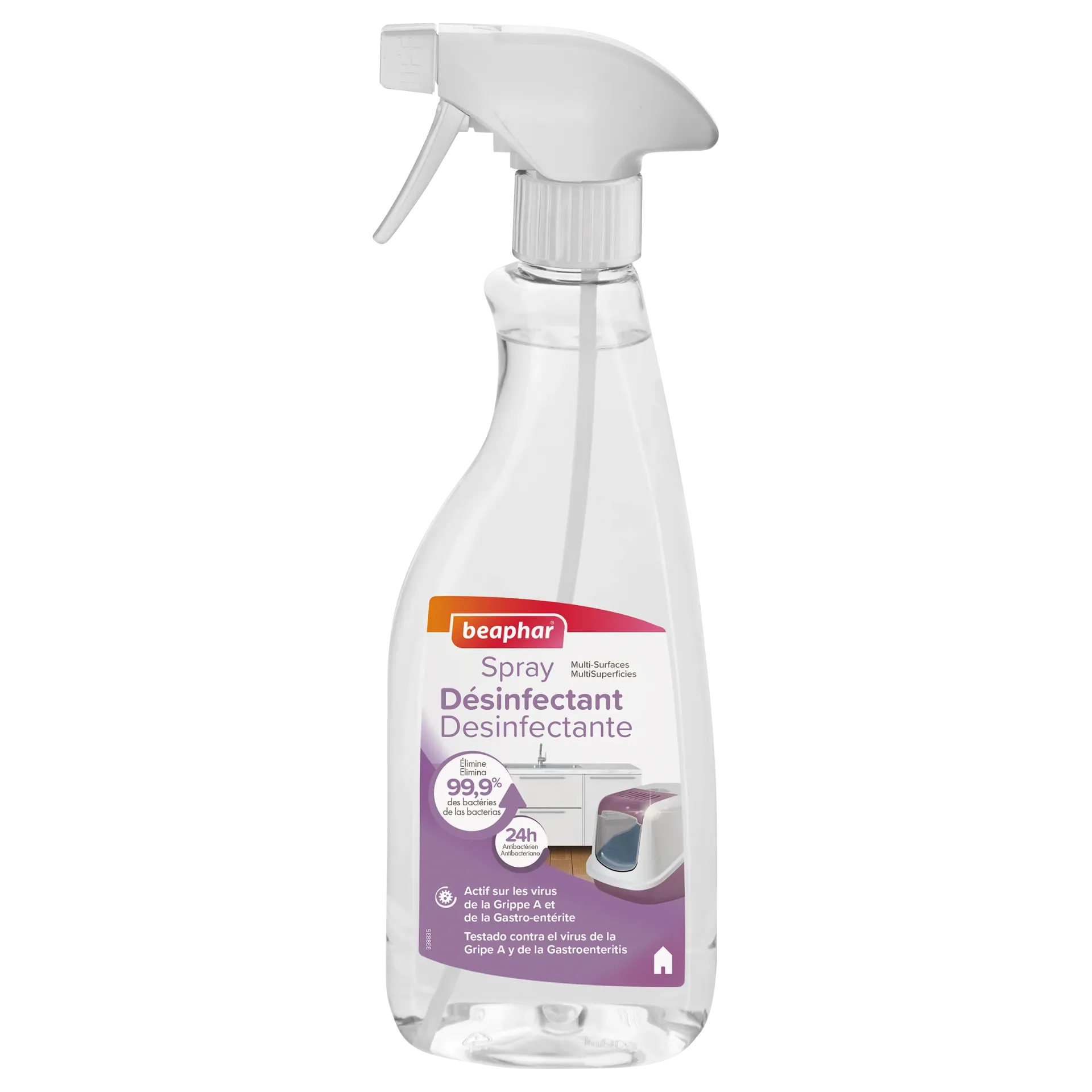 Spray désinfectant, litières, cages, niches, accessoires et plans de travail (500 ml) - Beaphar