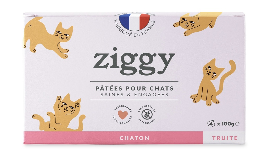 Pâtée Complète Chaton - Truite (4 barquettes 100 g) - Ziggy
