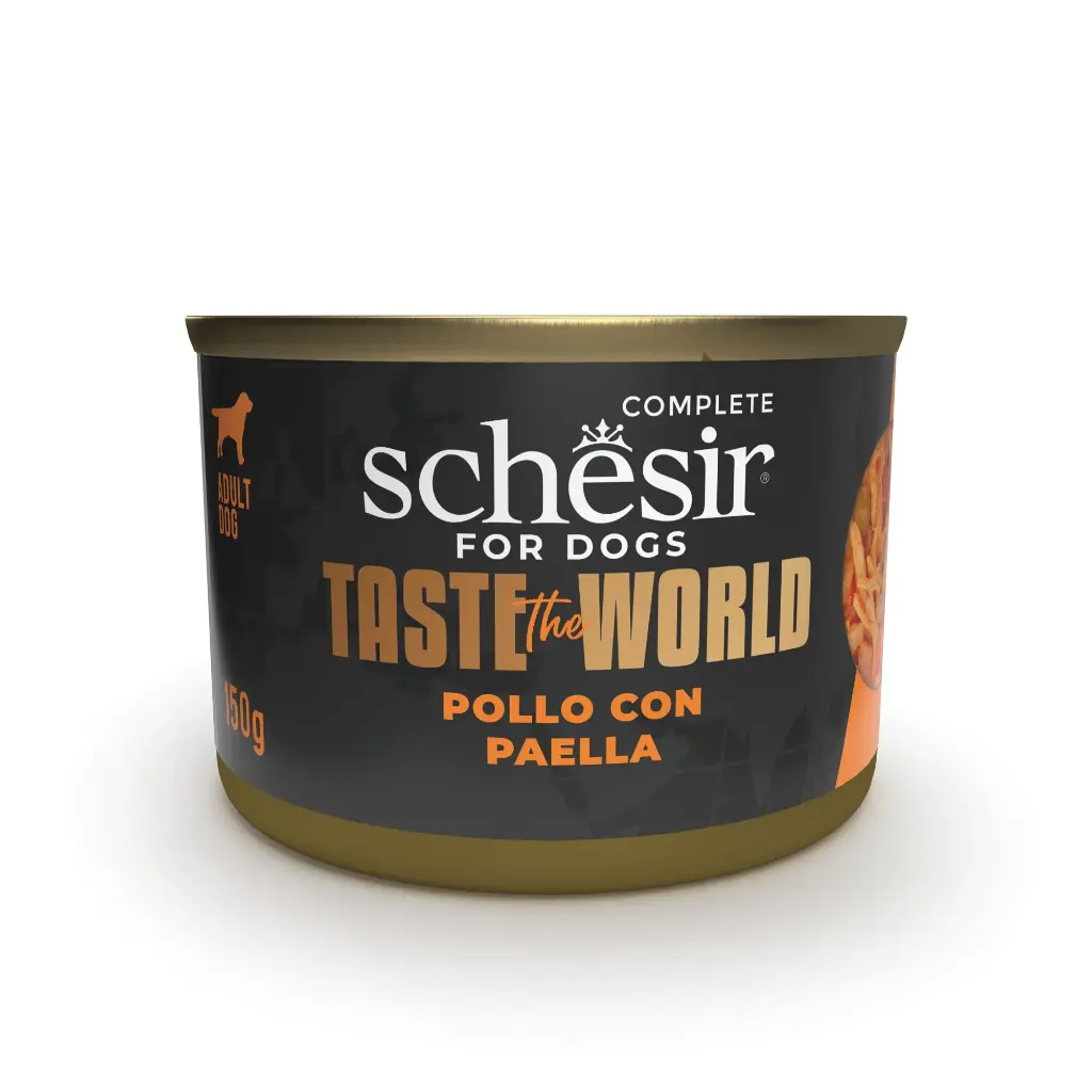 Boite de pâtée pour chien Poulet Paëlla (150 g) - Schesir