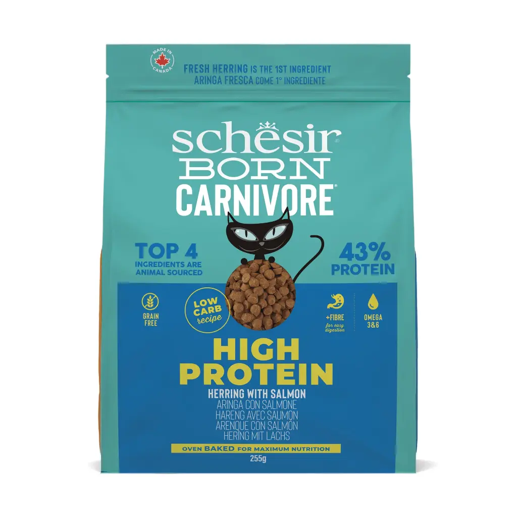 [55577-001] Croquettes pour chat Born Cornivore Hareng et Saumon (255 g) - Schesir
