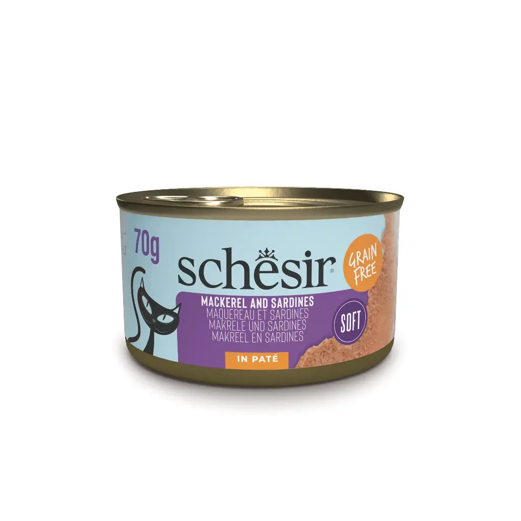 Boite "Grain Free" Fillets de Maquereau et Sardines en pâtée (70 g) - Schesir