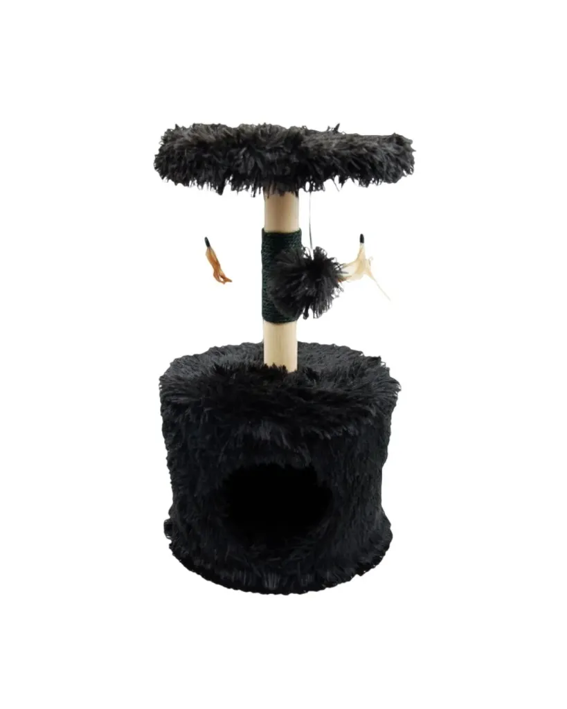 Arbre à chat moelleux Kitty rond noir (56 cm) - Wouapy