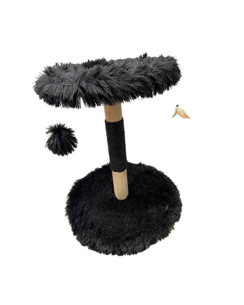 [55600] Arbre à chat moelleux Tabouret rond noir (44 cm) - Wouapy