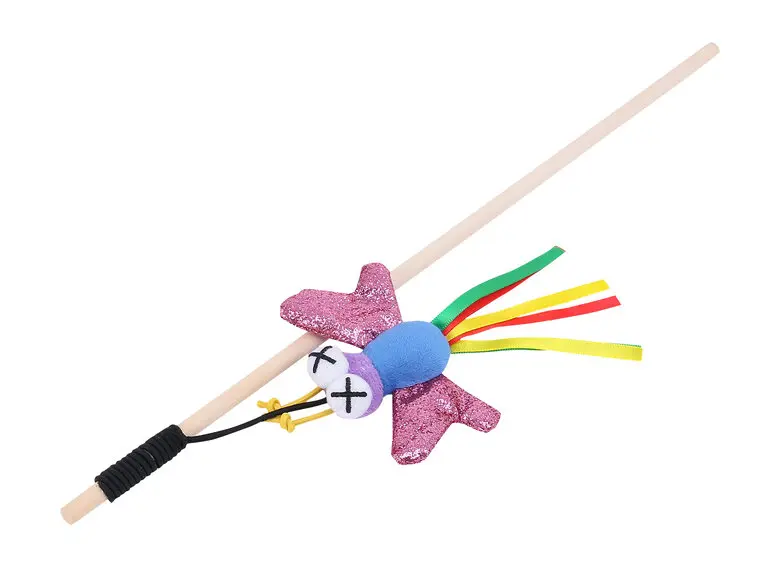 Jouet Chat Disco Papillon avec canne à pêche - Wouapy