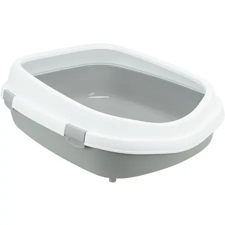 Bac à litière Primo XXL gris/blanc avec rebord - Trixie
