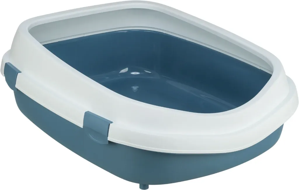 [55707] Bac à litière Primo XXL blanc/bleu avec rebord - Trixie
