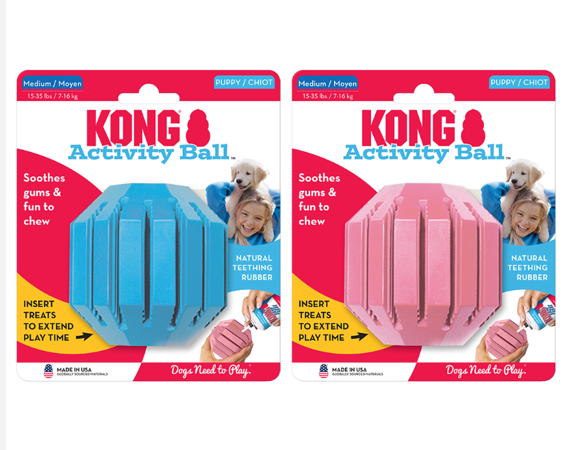[55816] Jouet Chiot Activity Ball (taille M) (coloris aléatoire) - Kong