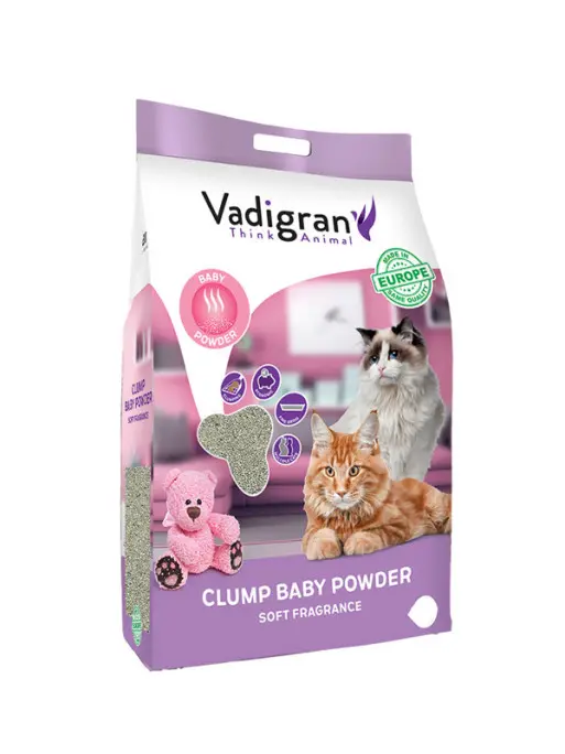 Litière Cat Litter Bentonite Babypowder (12 kg + 10% offert) - Vadigran