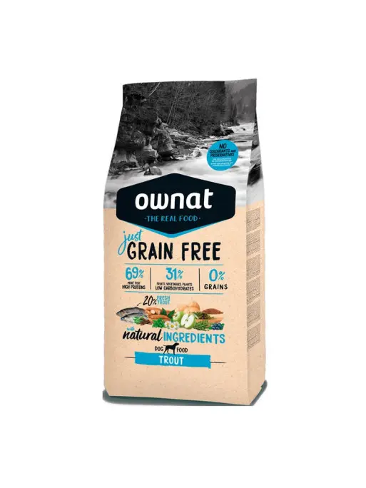 Croquettes Just Chien GF truite (14 kg) - OWNAT