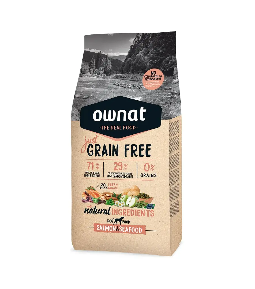 Croquettes Just Chien GF Saumon et fruits de mer (14 kg) - OWNAT