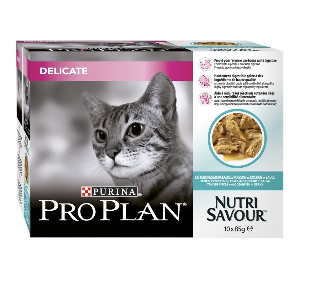 Nutrisavour "Delicate" riche en poisson (10 sachets 85 g) - Pro Plan