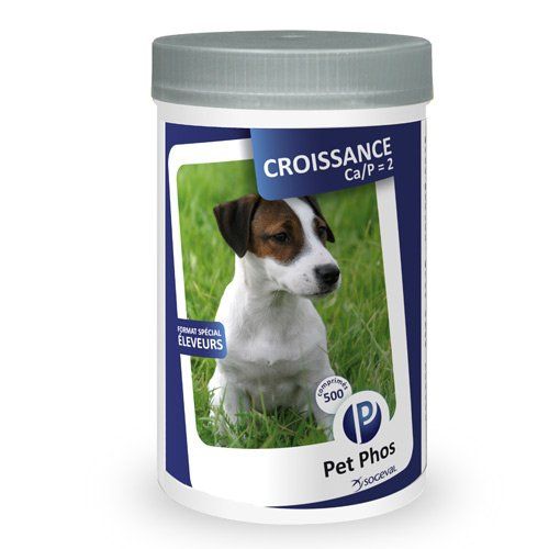 Pet-Phos Croissance Ca/P 2 Chien (500 comprimés) - Sogeval