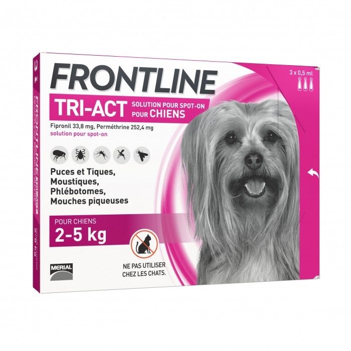 Frontline Spot On Tri-Act Chien 2-5 kg (3 pipettes) - Merial