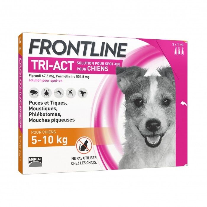 Frontline Spot On Tri-Act Chien 5-10 kg (3 pipettes) - Merial