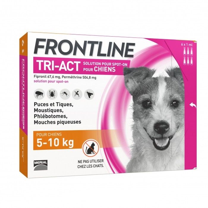 Frontline Spot On Tri-Act Chien 5-10 kg (6 pipettes) - Merial