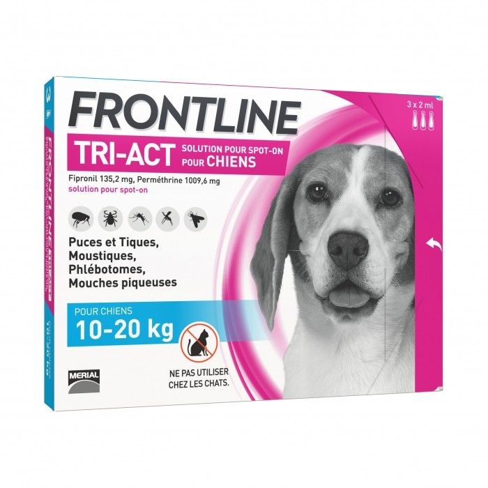 Frontline Spot On Tri-Act Chien 10-20 kg (3 pipettes) - Merial
