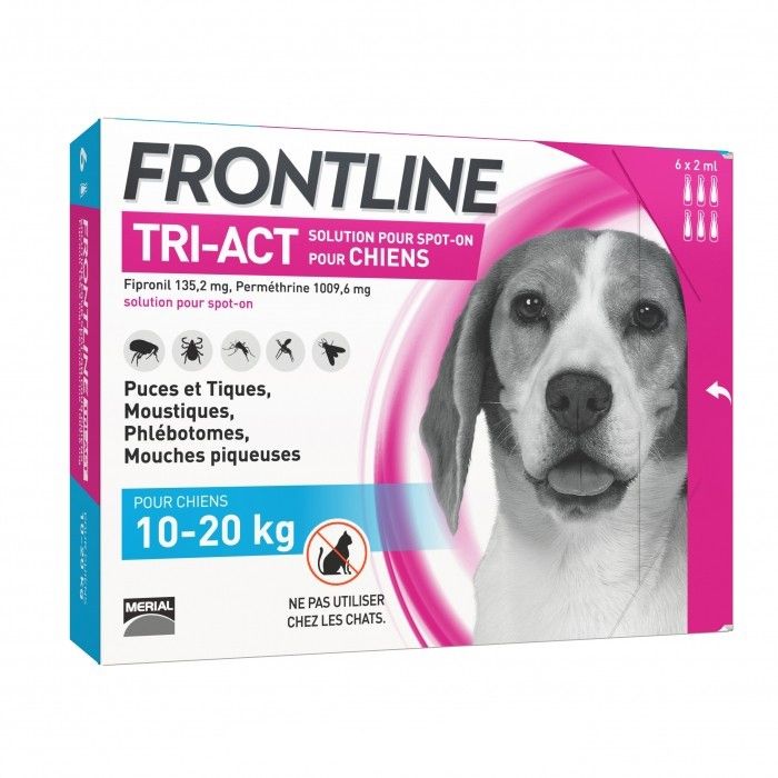 Frontline Spot On Tri-Act Chien 10-20 kg (6 pipettes) - Merial