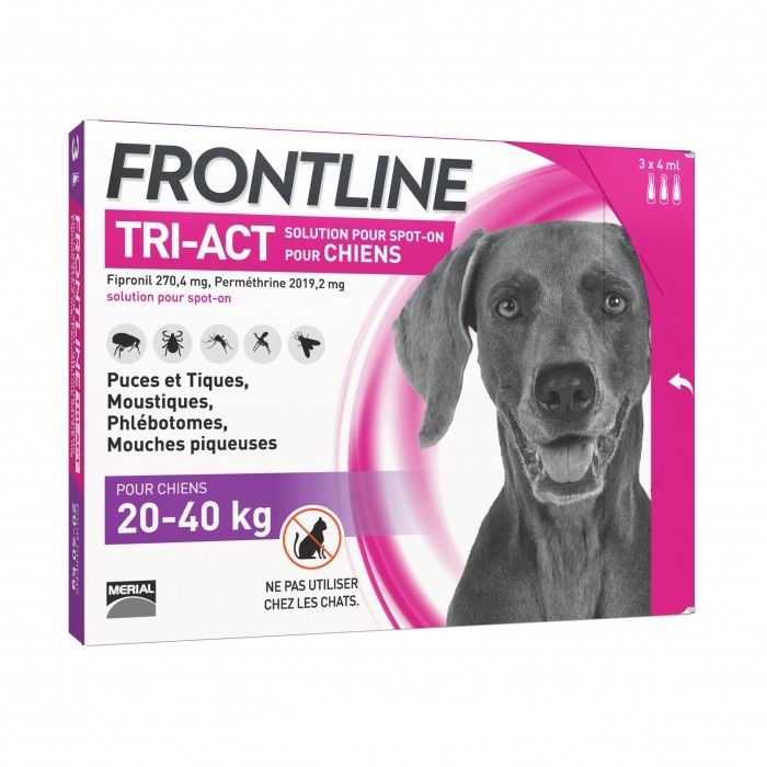 Frontline Spot On Tri-Act Chien 20-40 kg (3 pipettes) - Merial