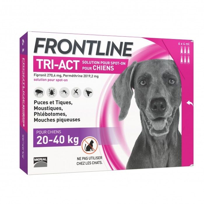 Frontline Spot On Tri-Act Chien 20-40 kg (6 pipettes) - Merial