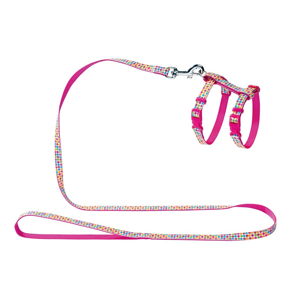 [6640] Harnais chat "Seventies" rose en nylon - Hunter