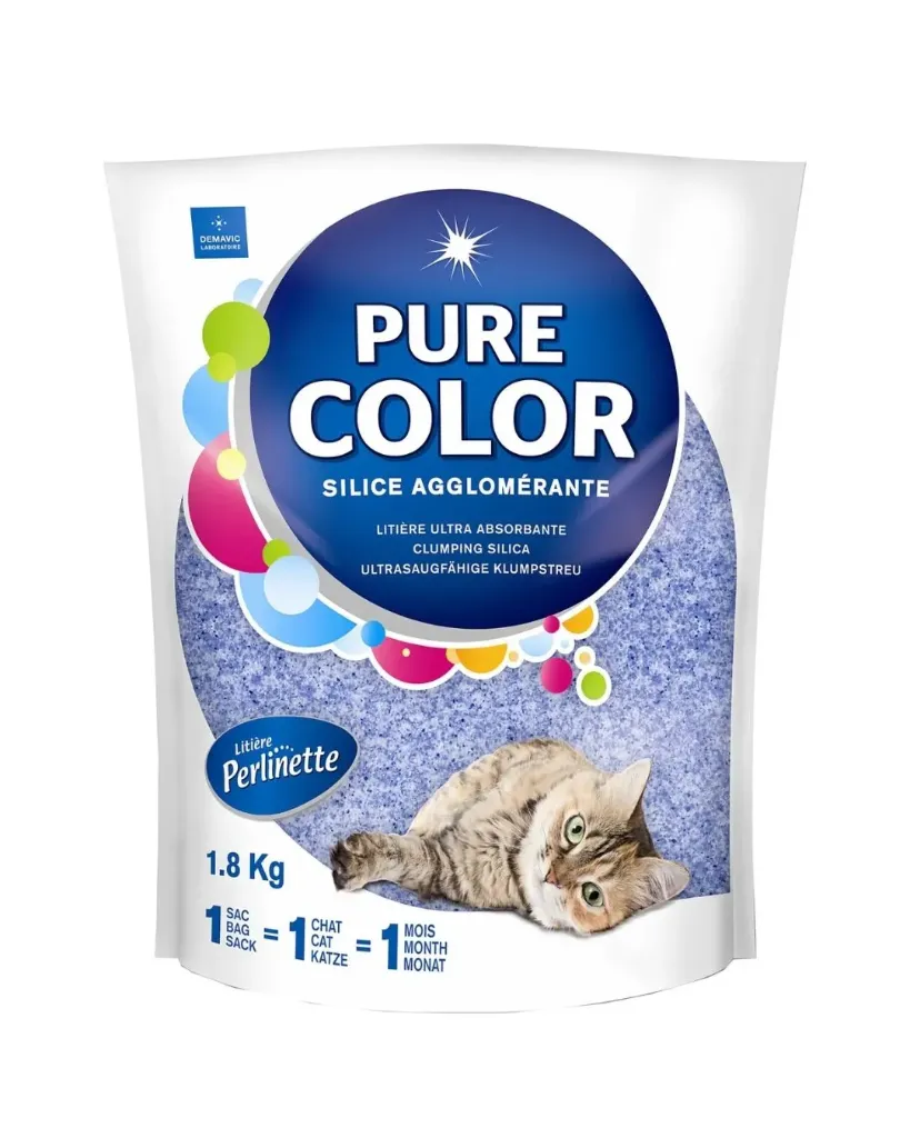 [7197] Litière Perlinette Pure Color bleu (1.8 kg) - Demavic