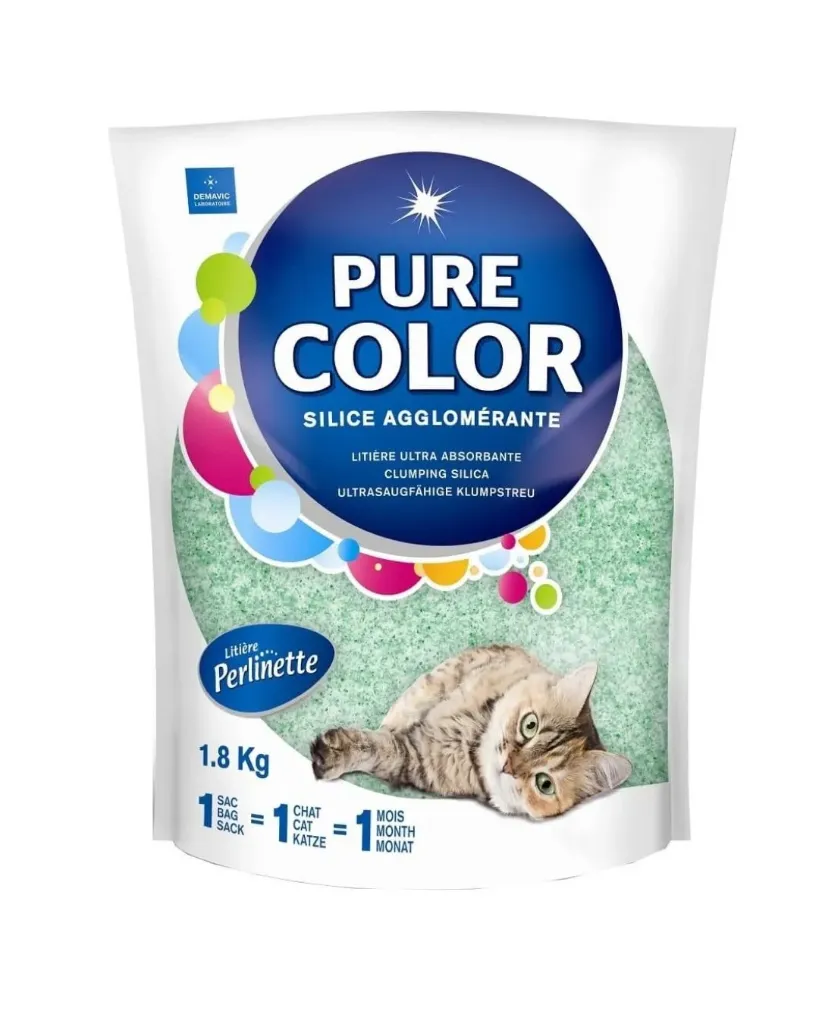 [7198] Litière Perlinette Pure Color verte (1.8 kg) - Demavic