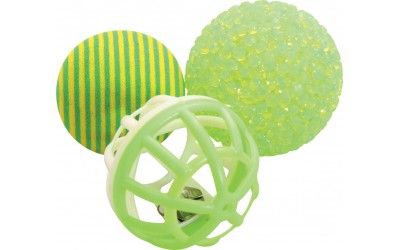 [7326] Jouets chat 3 balles variées 4 cm - Zolux