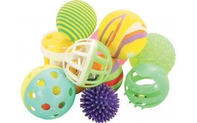 Jouets chat 10 balles multiformes 4 cm - Zolux