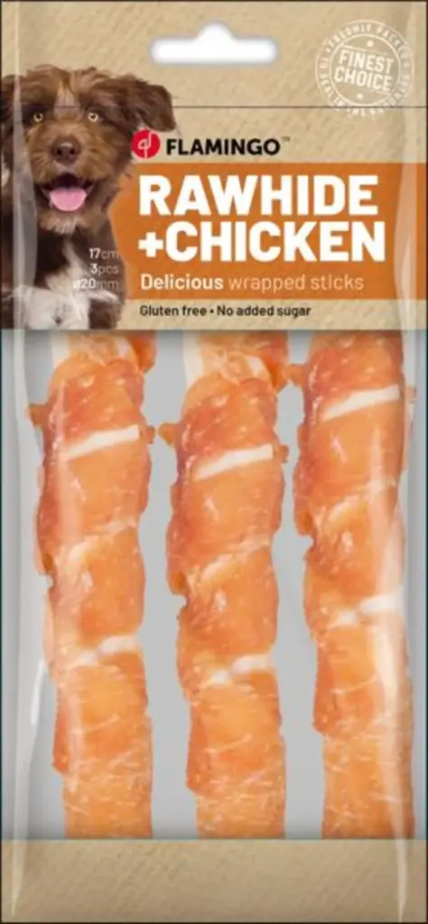 Friandises "Chick'n Wrap Stick" 17 cm (155 g) - Flamingo