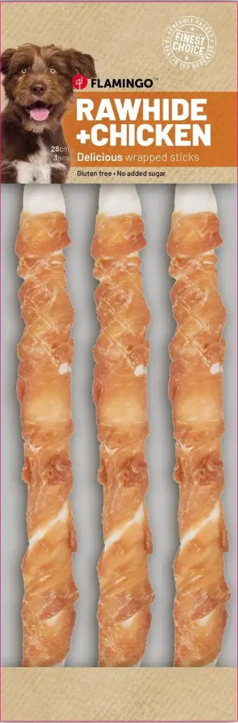 Friandises "Chick'n Wrap Stick" 28 cm (280 g) - Flamingo